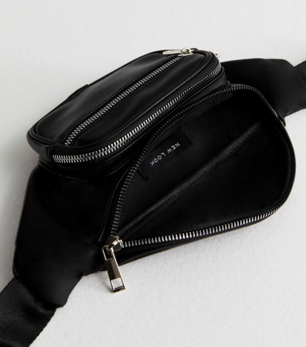 Black Leather-Look Utility Bumbag - Image 2