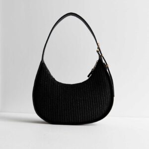 Black Raffia Shoulder Bag
