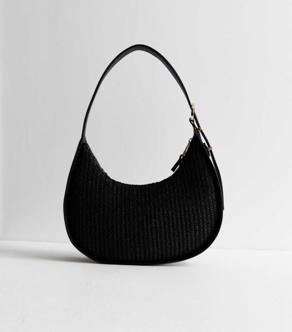Black Raffia Shoulder Bag