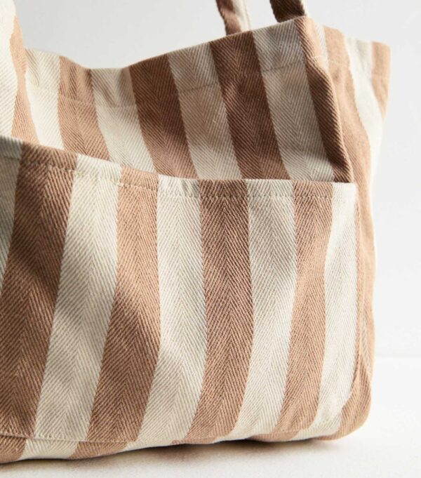 Brown Stripe Slouch Tote Bag - Image 2