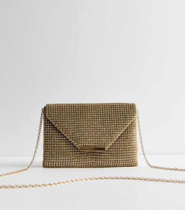 Gold Diamanté Clutch Bag