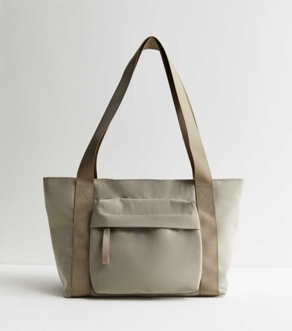 Olive Pocket Front Tote Bag - Image 2