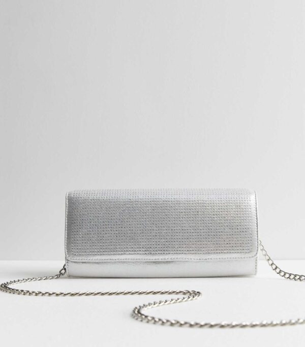 Silver Diamanté Clutch Bag - Image 2