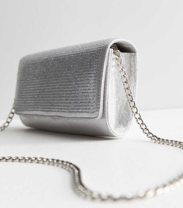 Silver Diamanté Clutch Bag - Image 3