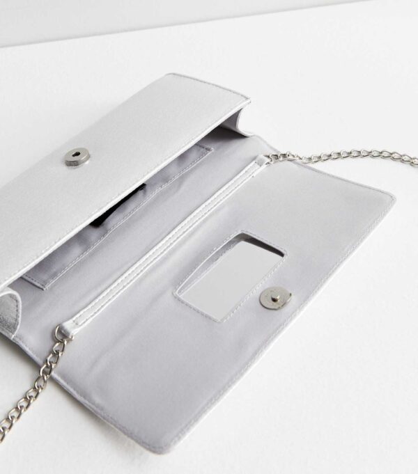 Silver Diamanté Clutch Bag - Image 4