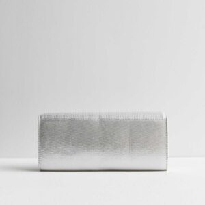 Silver Diamanté Clutch Bag