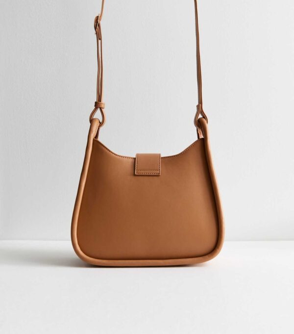 Tan Leather-Look Cross Body Bag