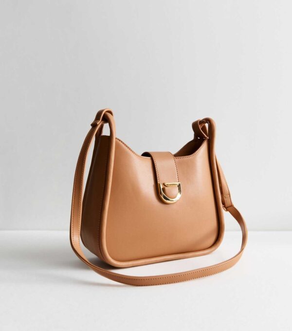 Tan Leather-Look Cross Body Bag - Image 3