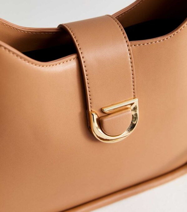 Tan Leather-Look Cross Body Bag - Image 2