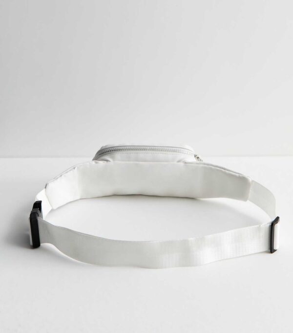 White Leather-Look Quilted Bumbag - Image 2
